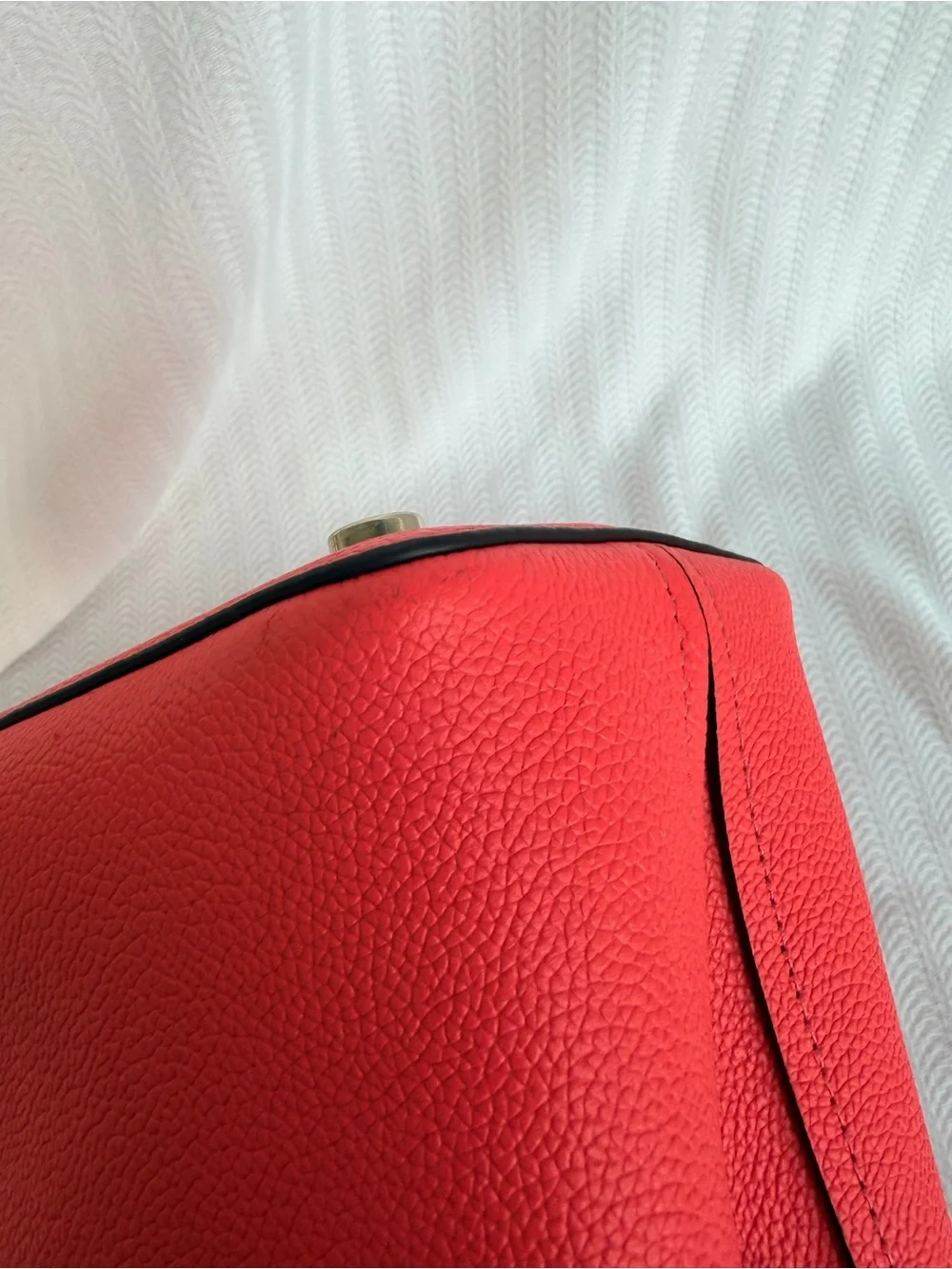 kate spade Margaux Coral Pink Pebbled Leather Satchel with Removable Strap
